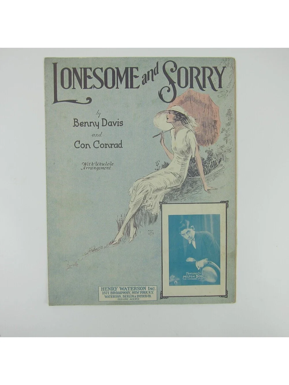 Sheet Music Lonesome and Sorry Milton Berle Benny Davis Con Conrad Antique 1926